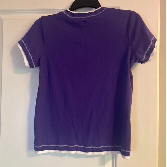 Vintage 1980's SJB Active Women's Purple/White Layered Look Top Size M Petite - Picture 2 of 6
